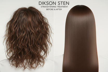 Prima e dopo trattamento stirante - capelli crespi vs perfettamente lisci Dikson Sten